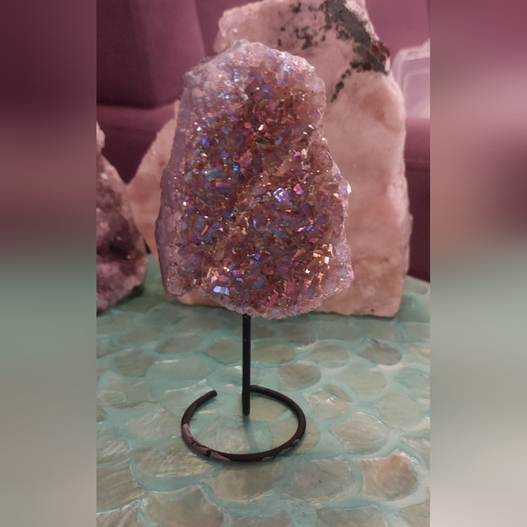 Titanium Amethyst Druzy on Stand - Picture 3 of 7